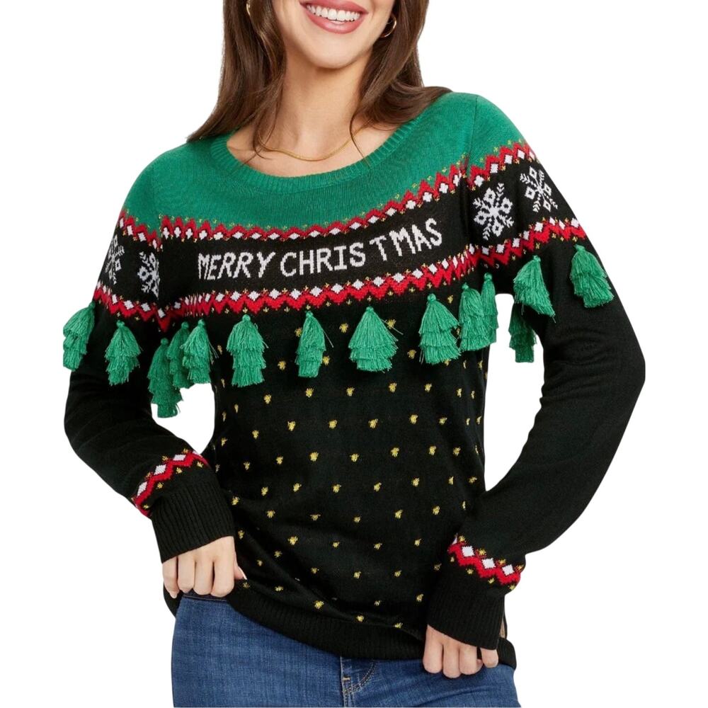Tipsy Elves Christmas Tree Tassel Ugly Christmas Sweater, Plus Size 3XL, NWT